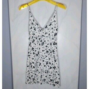 Love Tree White Black Floral Tiered Babydoll Mini Dress Size S